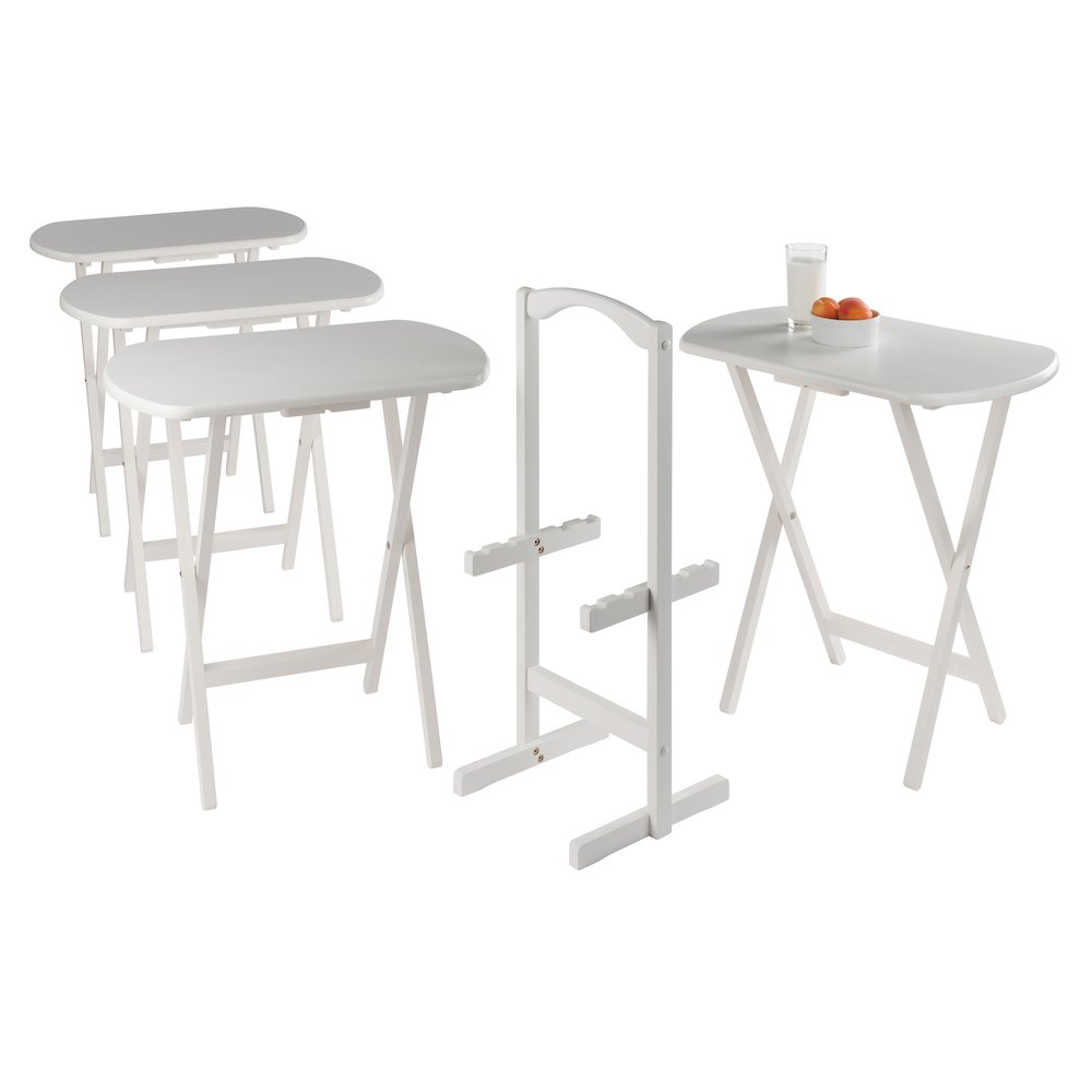 Corbett 5-Pc Oversized Snack Table Set, White. Picture 13