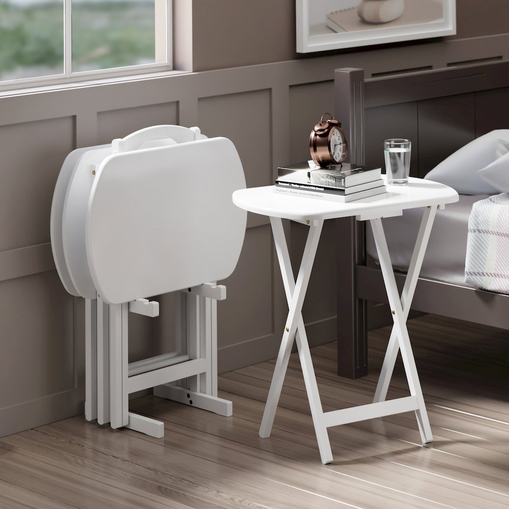 Corbett 5-Pc Oversized Snack Table Set, White. Picture 18