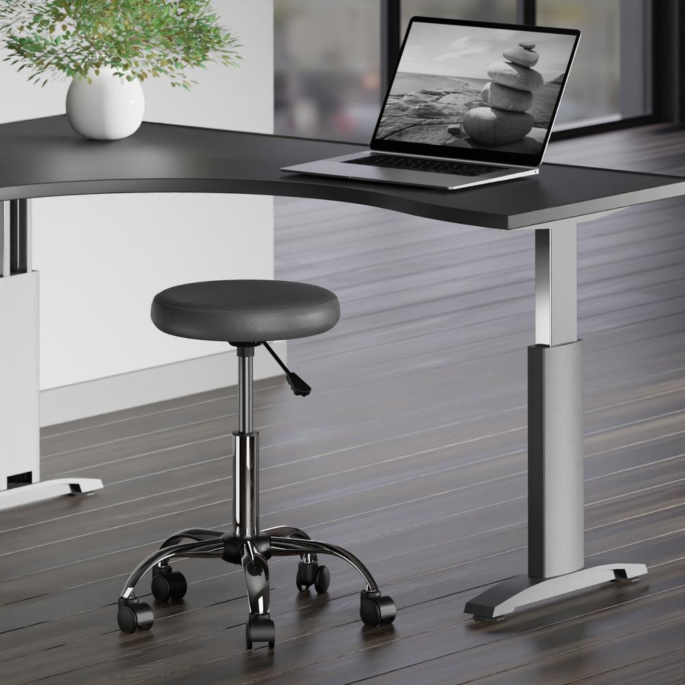 Clyde Adjustable Cushion Seat Swivel Stool, Charcoal and Chrome. Picture 2