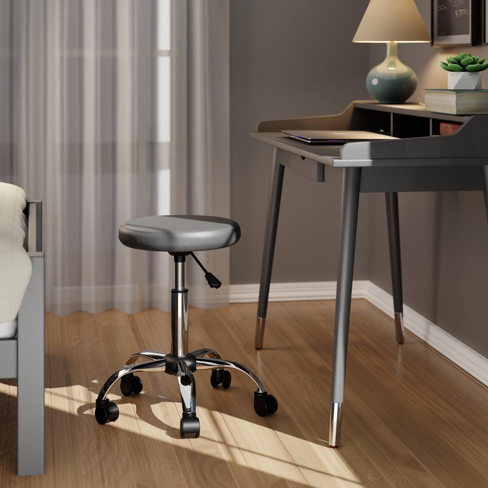 Clyde Adjustable Cushion Seat Swivel Stool, Charcoal and Chrome. Picture 3