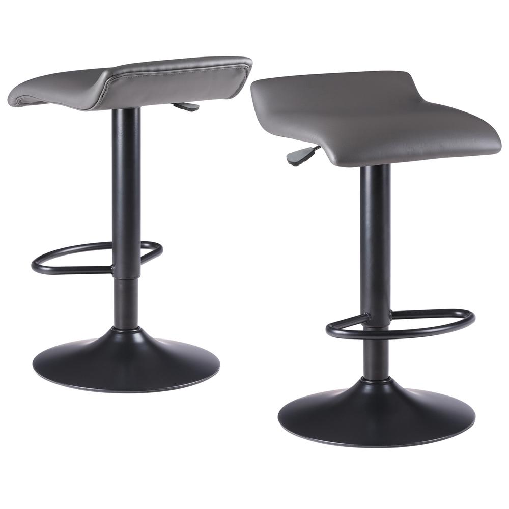Tarah Adjustable Swivel Stools, 2-Pc Set, Black & Slate Gray. Picture 1