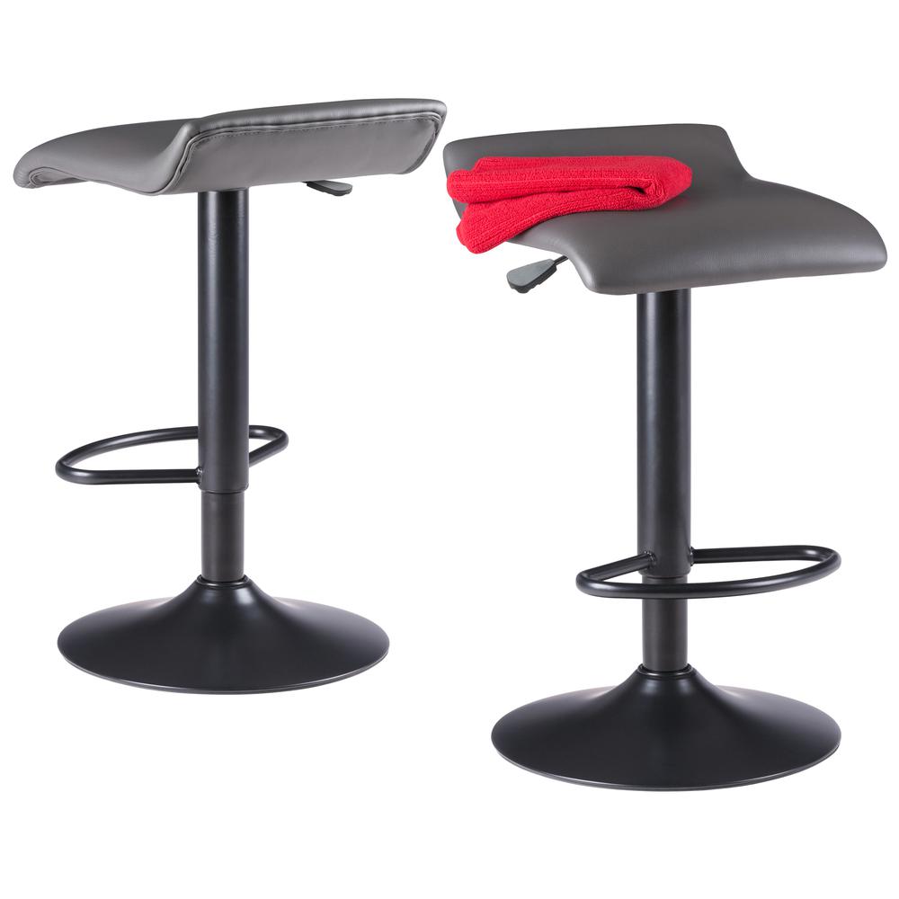 Tarah Adjustable Swivel Stools, 2-Pc Set, Black & Slate Gray. Picture 6