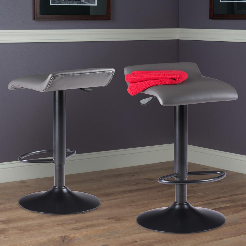 Tarah Adjustable Swivel Stools, 2-Pc Set, Black & Slate Gray. Picture 9