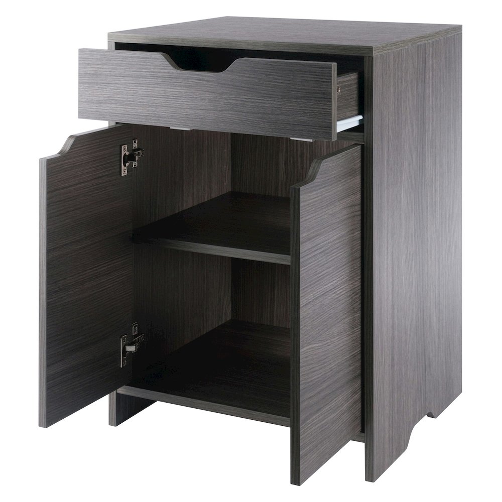 Nova 1-Drawer Storage Cabinet, Charcoal. Picture 2