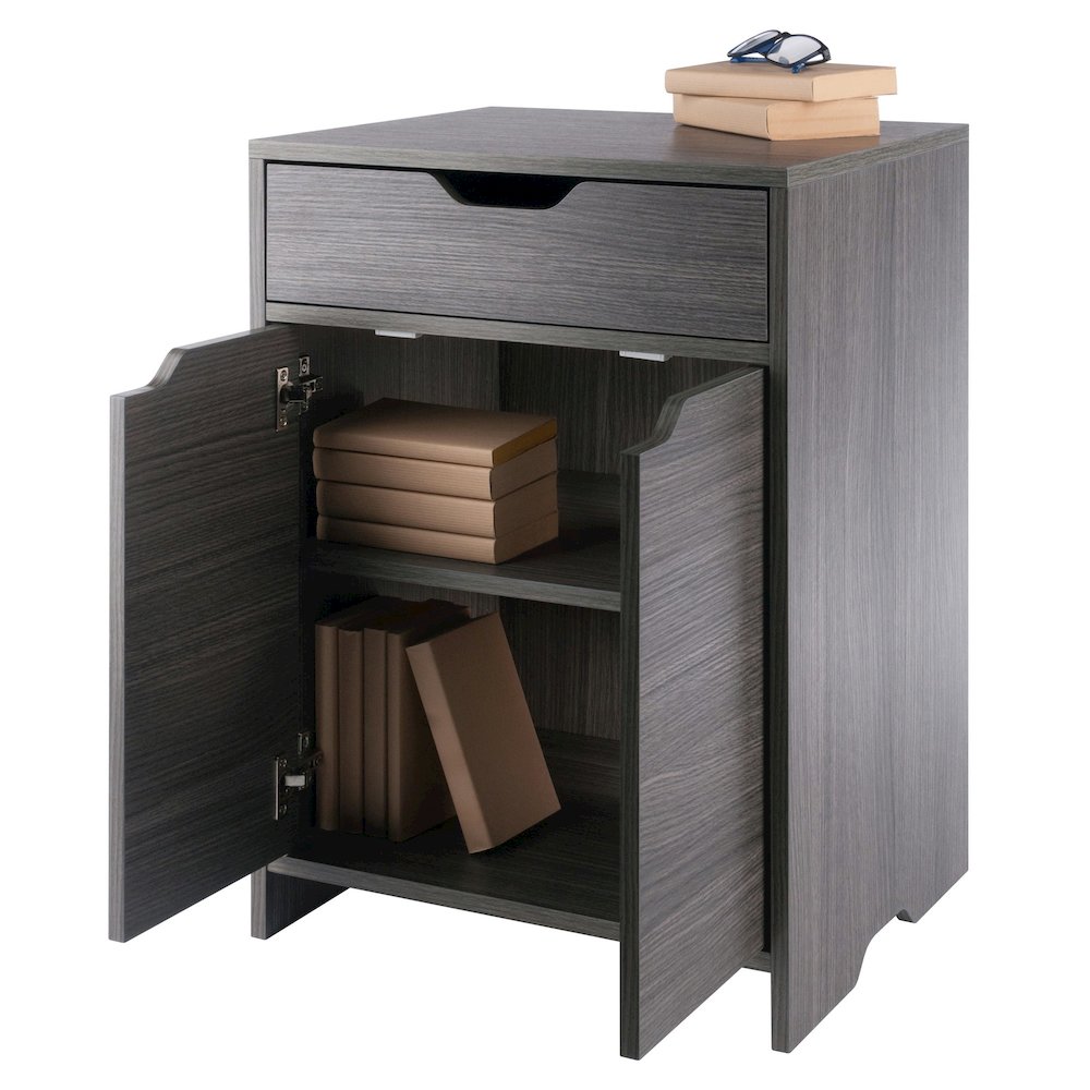 Nova 1-Drawer Storage Cabinet, Charcoal. Picture 14
