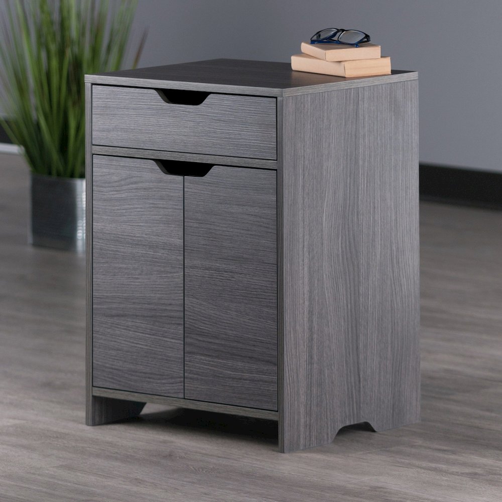 Nova 1-Drawer Storage Cabinet, Charcoal. Picture 7