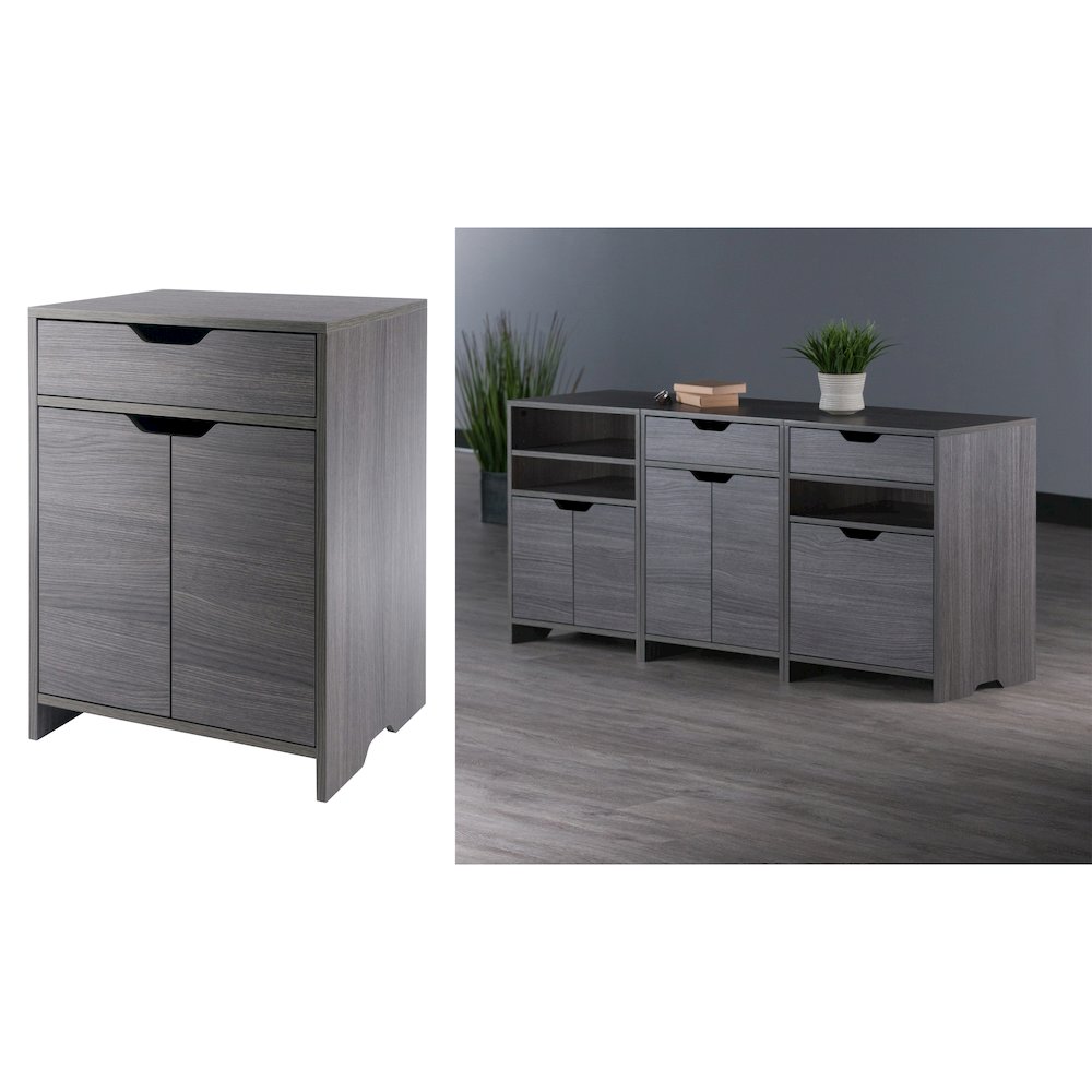 Nova 1-Drawer Storage Cabinet, Charcoal. Picture 9