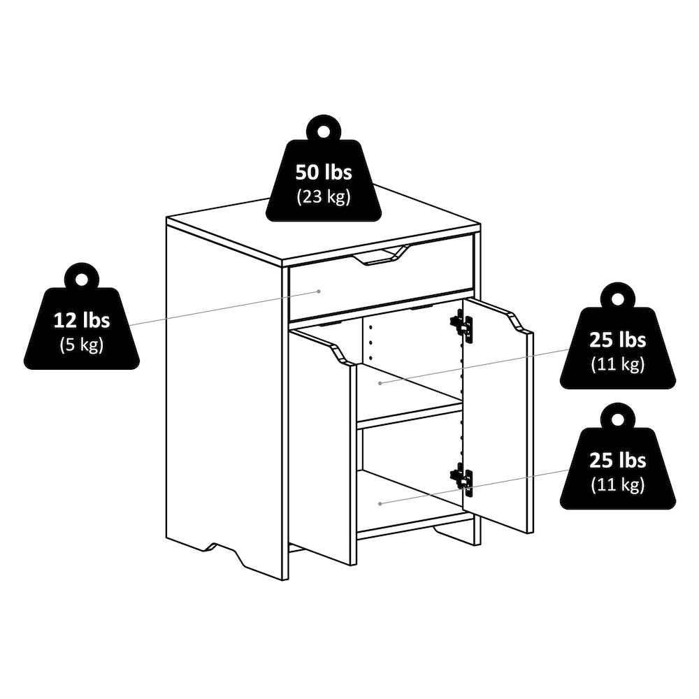 Nova 1-Drawer Storage Cabinet, Charcoal. Picture 11