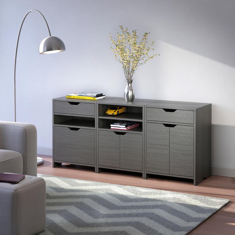 Nova 3-Pc Storage Cabinet Set, Charcoal. Picture 6