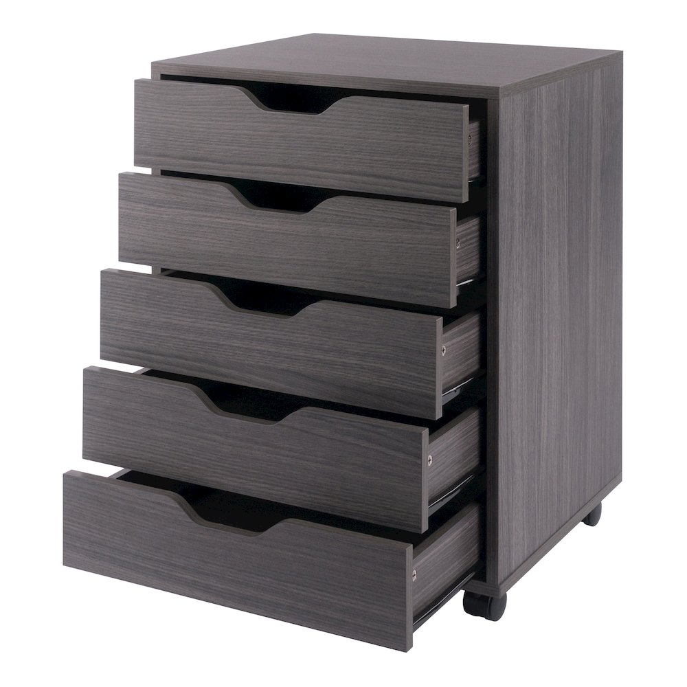Halifax 5-Drawer Mobile Cabinet, Charcoal. Picture 5
