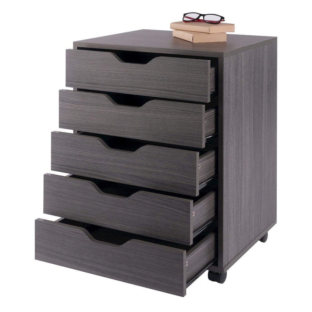 Halifax 5-Drawer Mobile Cabinet, Charcoal. Picture 8