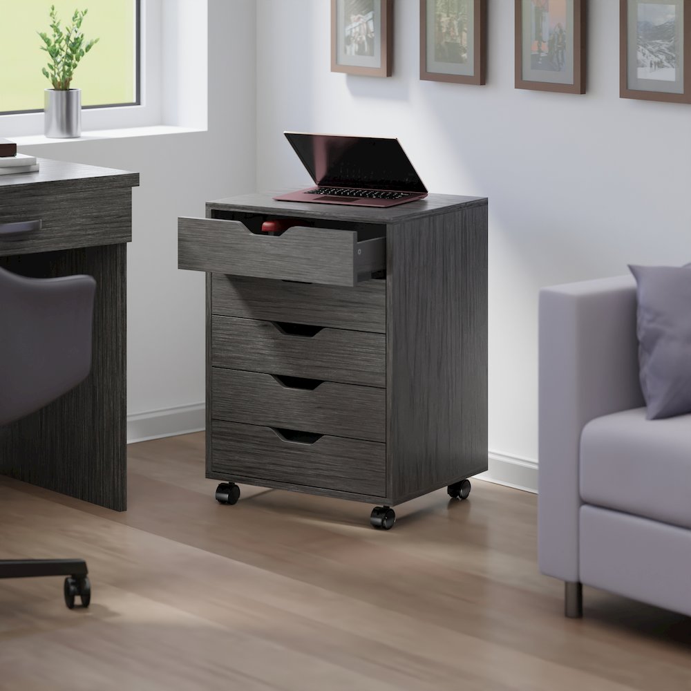 Halifax 5-Drawer Mobile Cabinet, Charcoal. Picture 9
