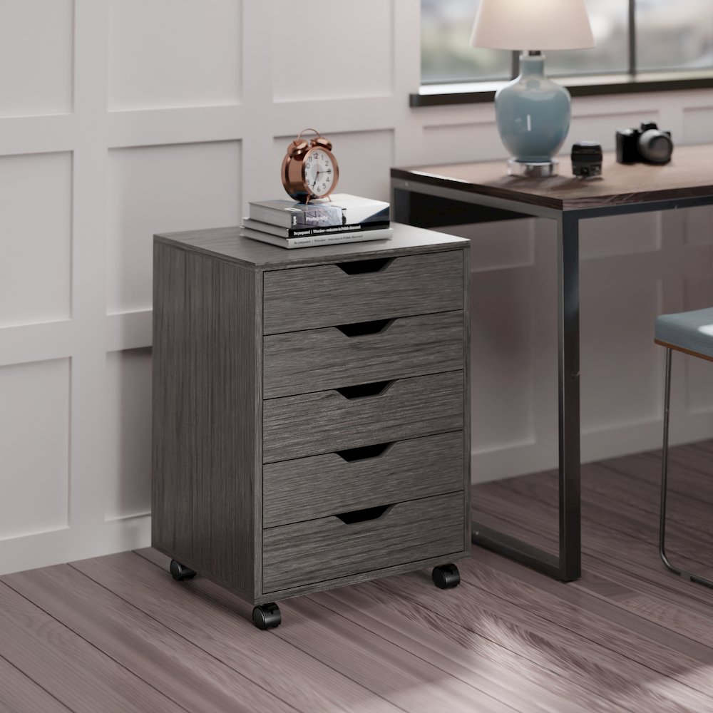 Halifax 5-Drawer Mobile Cabinet, Charcoal. Picture 13