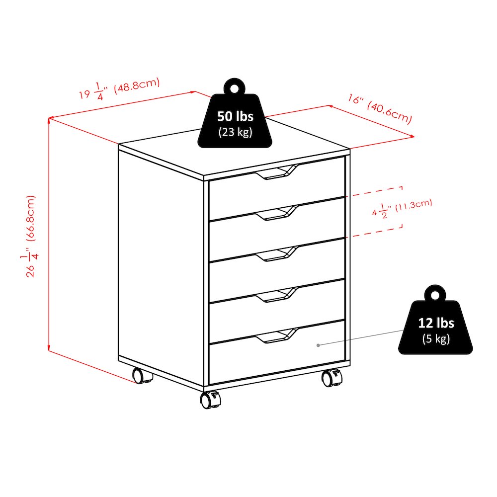 Halifax 5-Drawer Mobile Cabinet, Charcoal. Picture 12