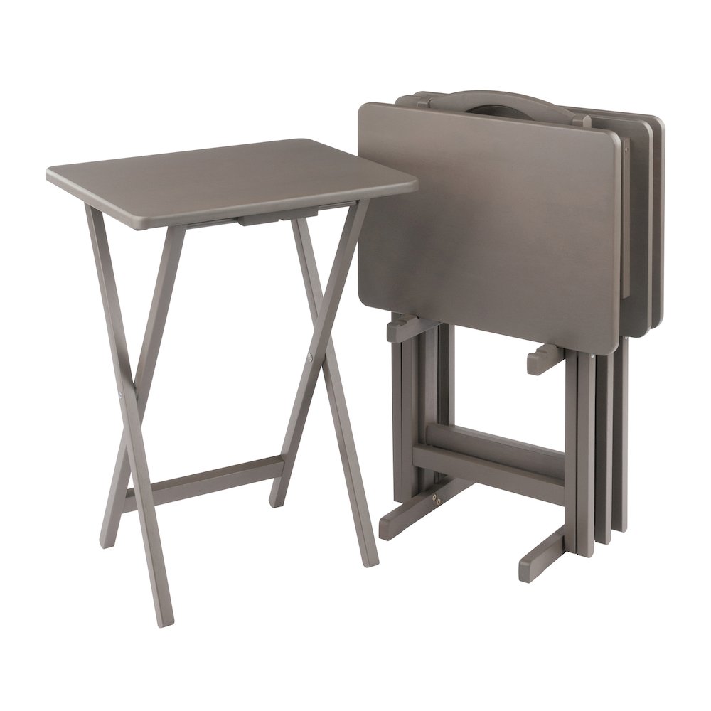 Alex 5-Pc Snack Table Set, Oyster Gray. Picture 1