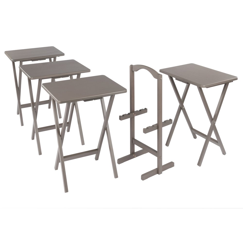 Alex 5-Pc Snack Table Set, Oyster Gray. Picture 13