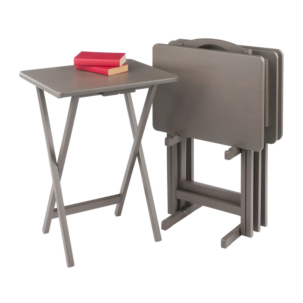 Alex 5-Pc Snack Table Set, Oyster Gray. Picture 4