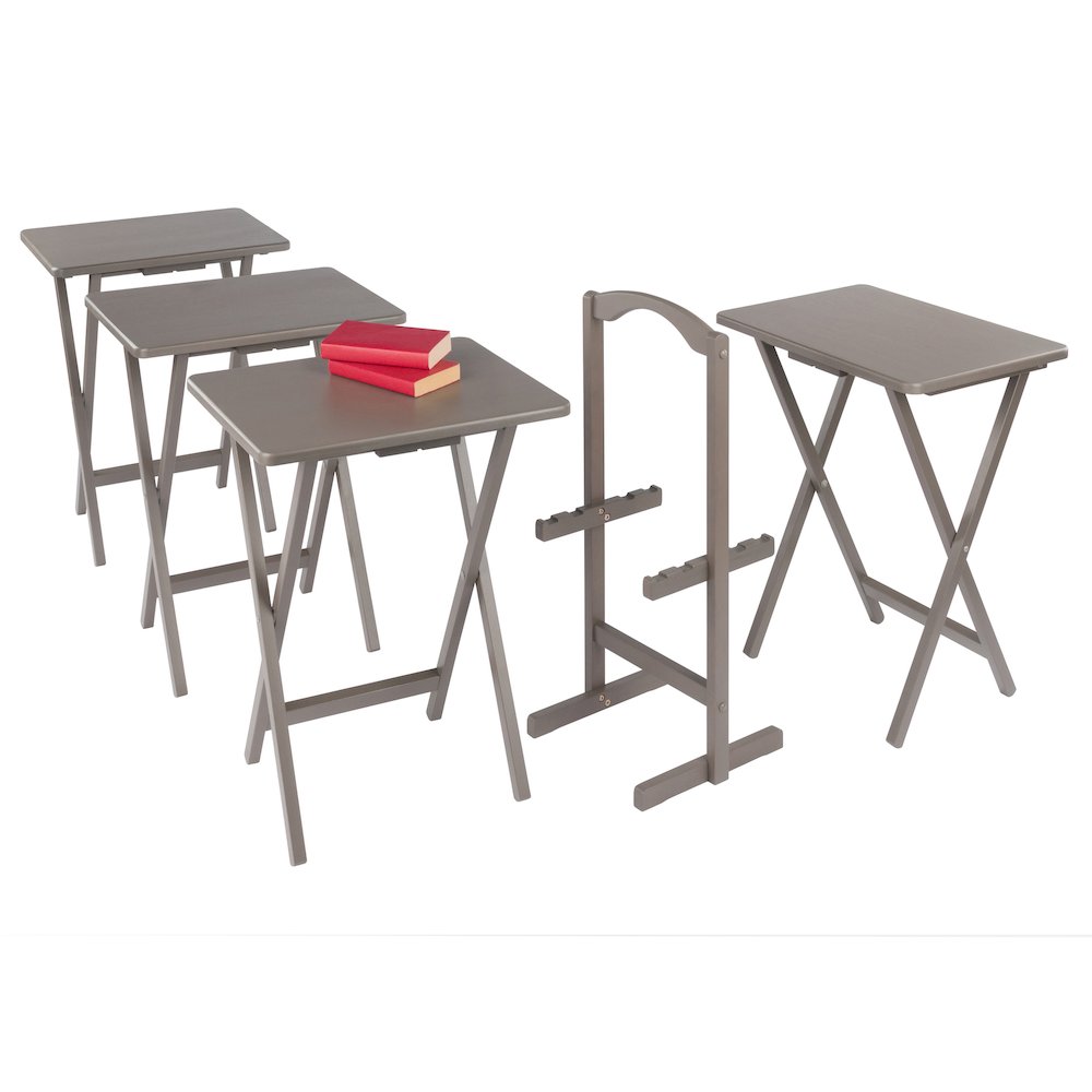 Alex 5-Pc Snack Table Set, Oyster Gray. Picture 5