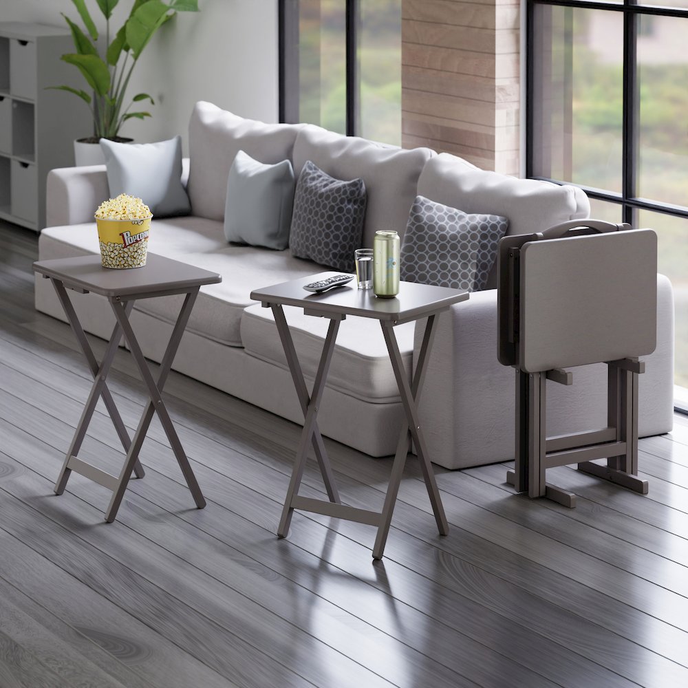 Alex 5-Pc Snack Table Set, Oyster Gray. Picture 6