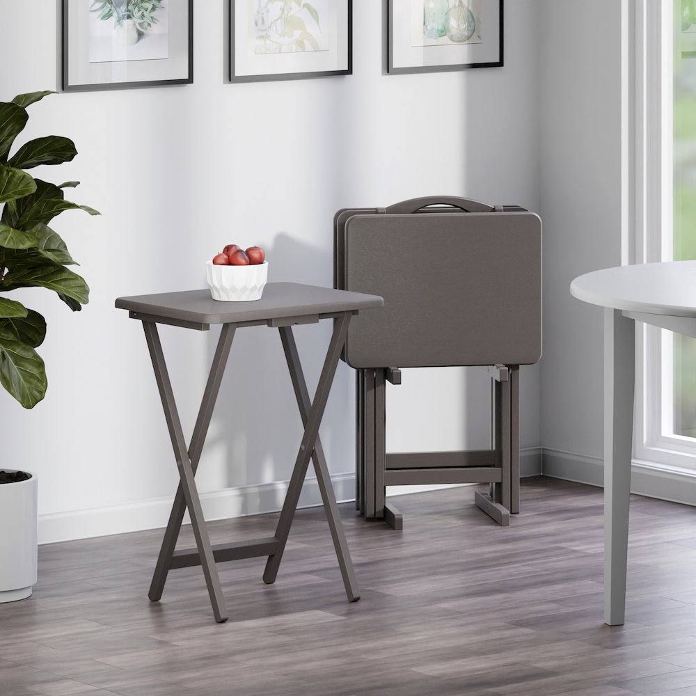 Alex 5-Pc Snack Table Set, Oyster Gray. Picture 7
