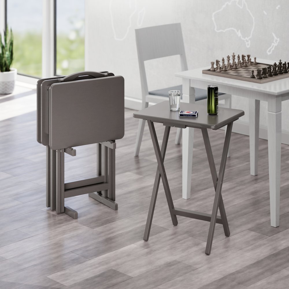 Alex 5-Pc Snack Table Set, Oyster Gray. Picture 8