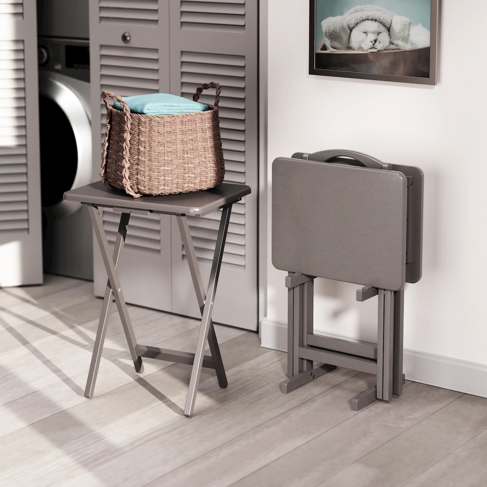 Alex 5-Pc Snack Table Set, Oyster Gray. Picture 9