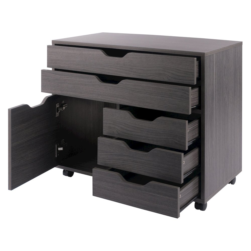 Halifax 3-Section Multi-Storage Mobile Cabinet, Charcoal. Picture 2