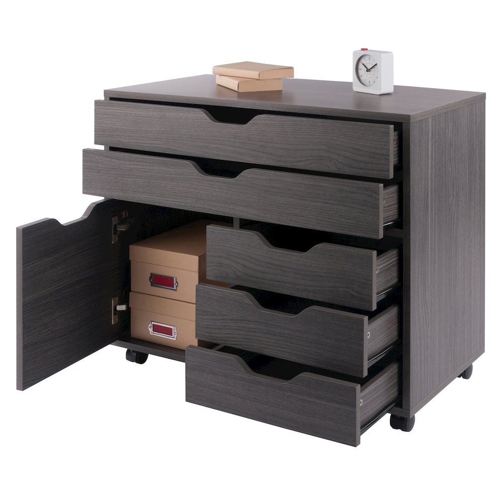 Halifax 3-Section Multi-Storage Mobile Cabinet, Charcoal. Picture 10