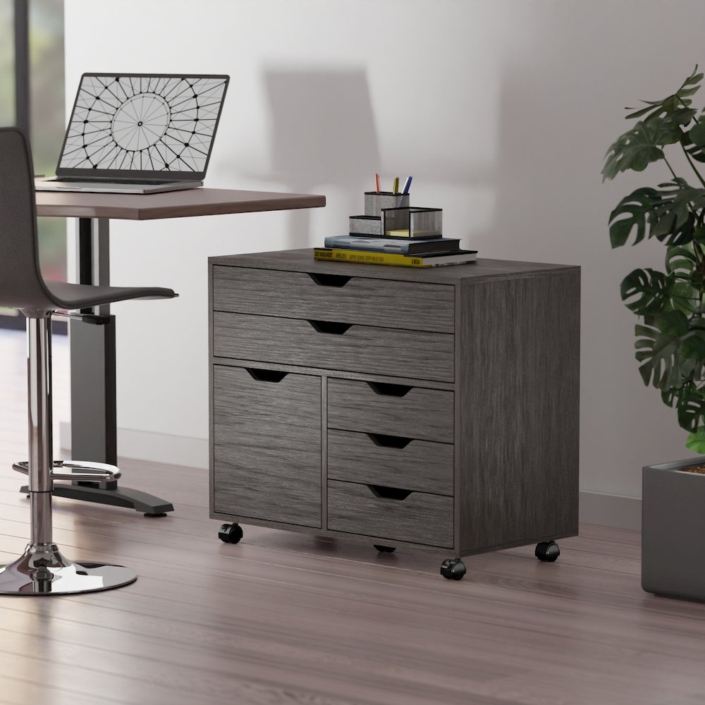 Halifax 3-Section Multi-Storage Mobile Cabinet, Charcoal. Picture 12