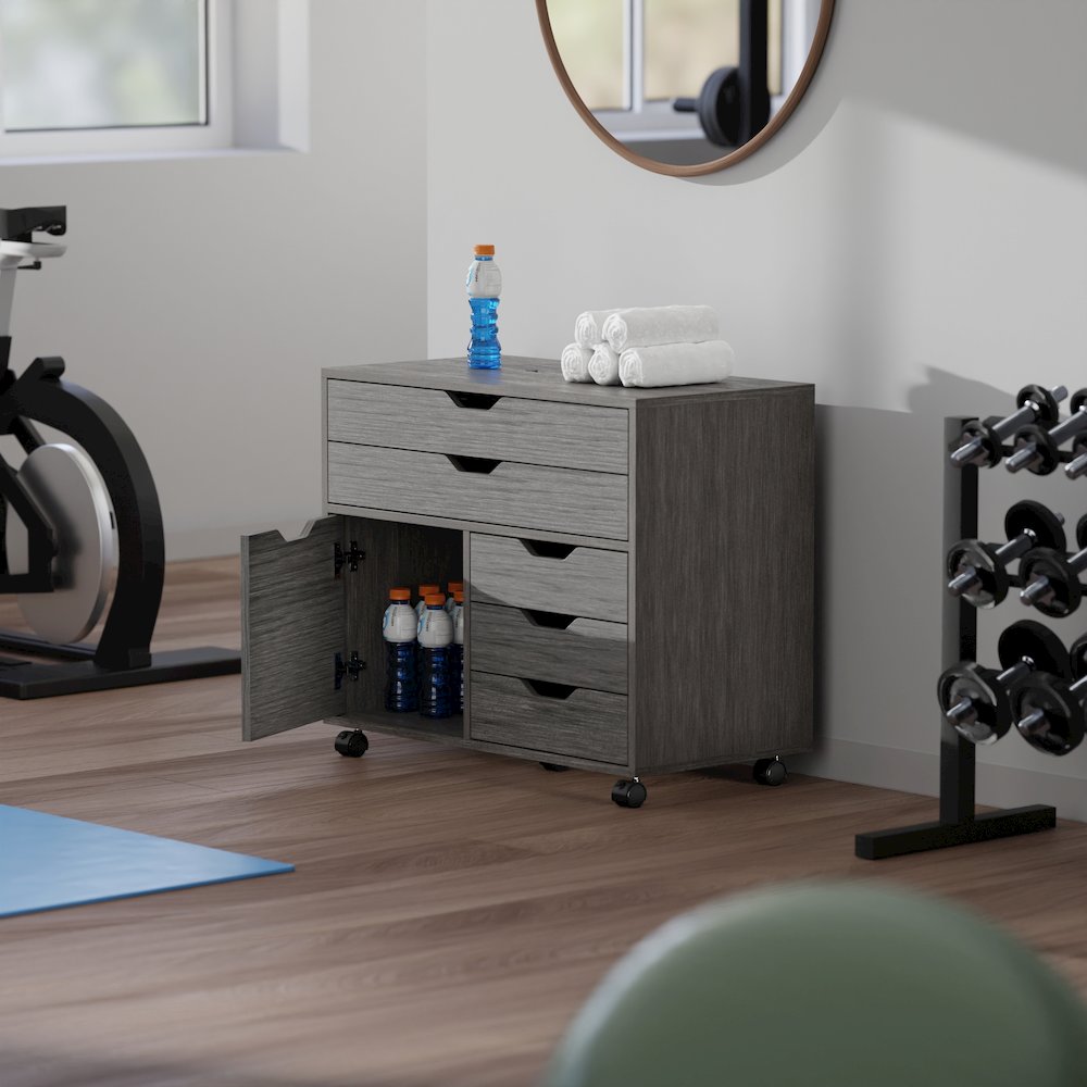 Halifax 3-Section Multi-Storage Mobile Cabinet, Charcoal. Picture 13