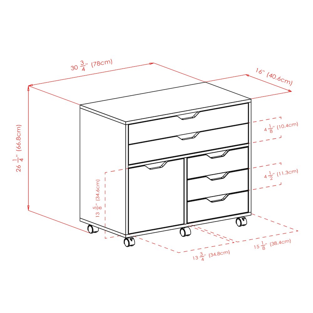 Halifax 3-Section Multi-Storage Mobile Cabinet, Charcoal. Picture 14