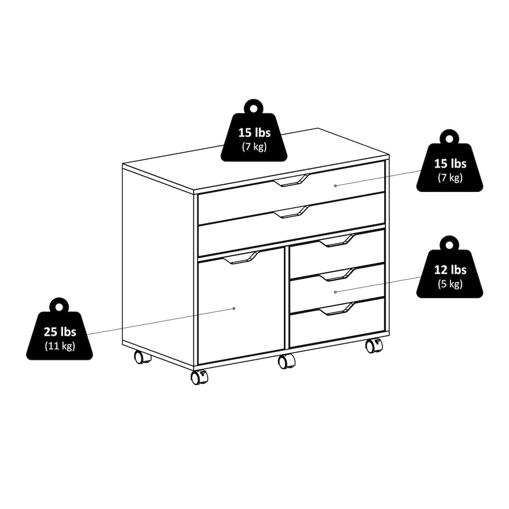 Halifax 3-Section Multi-Storage Mobile Cabinet, Charcoal. Picture 15
