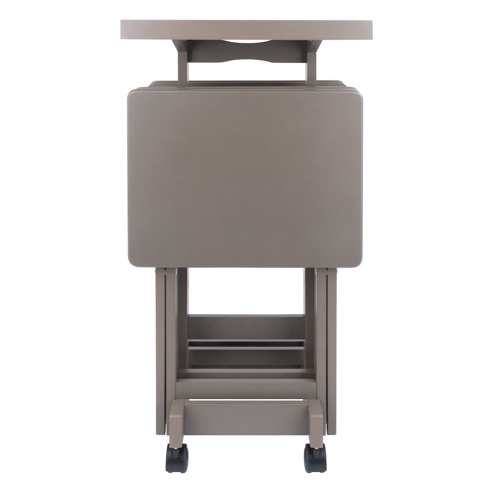 Isabelle 5-Pc Snack Table Set with Removable Serving Tray, Oyster Gray. Picture 5