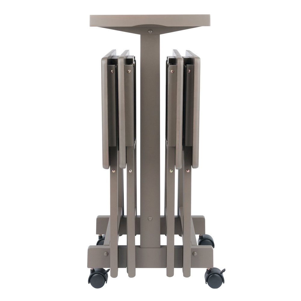 Isabelle 5-Pc Snack Table Set with Removable Serving Tray, Oyster Gray. Picture 6