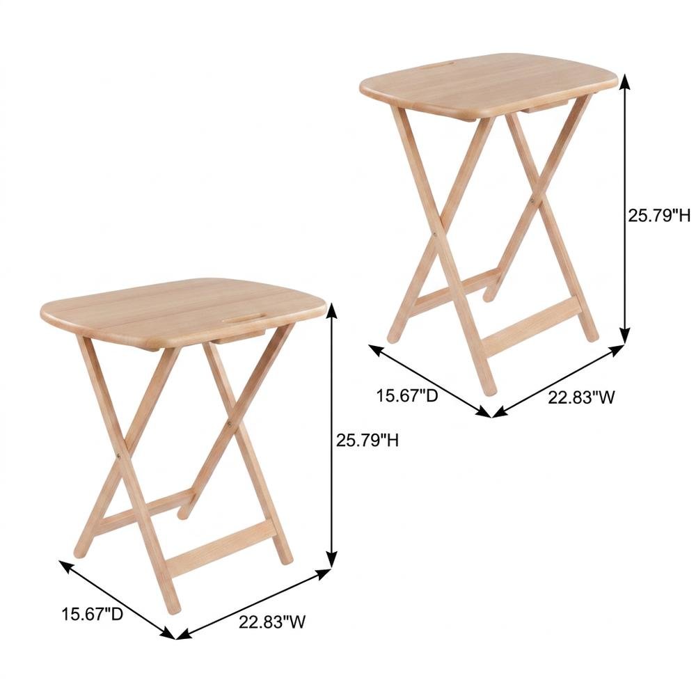 Natural Wood Finish 5-Piece Snack Table Set for Living Spaces. Picture 8