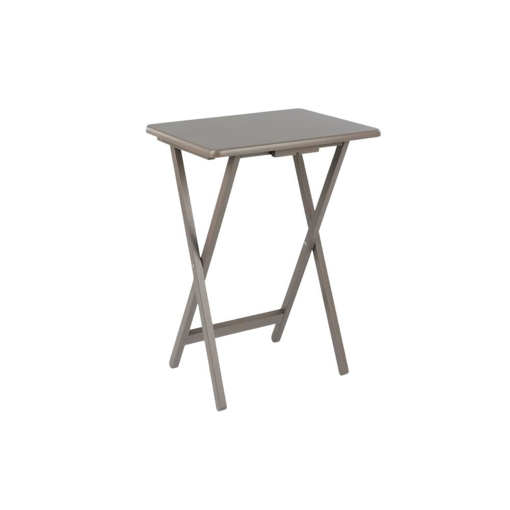 Oyster Gray 5-Piece Snack Table Set with Removable Serving Tray. Picture 3