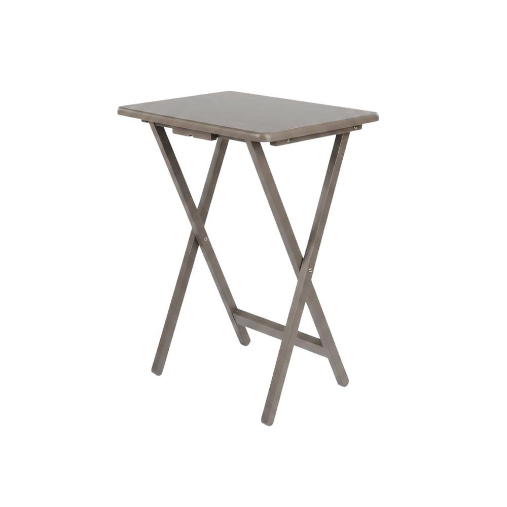 Oyster Gray 5-Piece Snack Table Set with Removable Serving Tray. Picture 4
