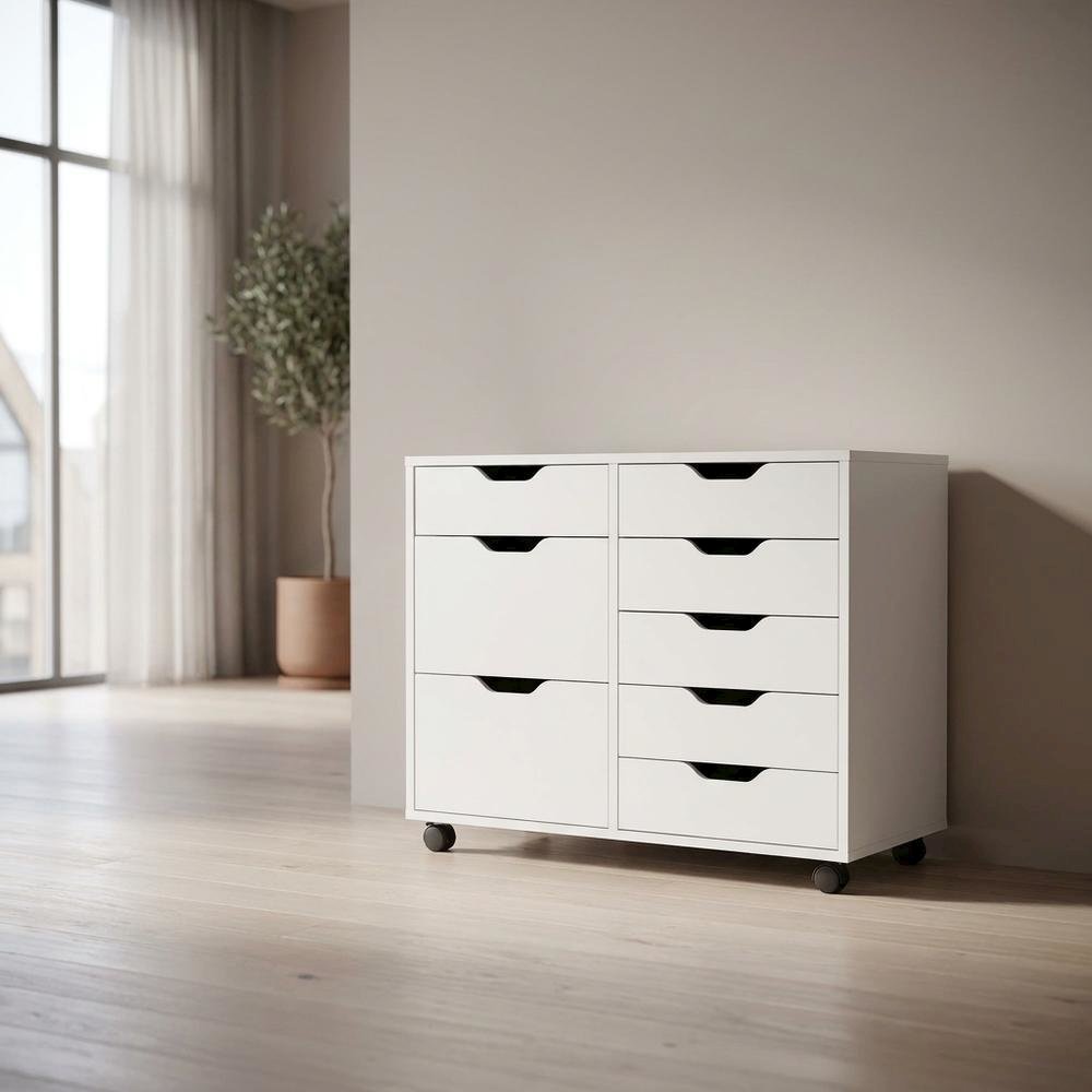 Contemporary Storage Cabinet with Drawers for Home Office Organization, White. Picture 3