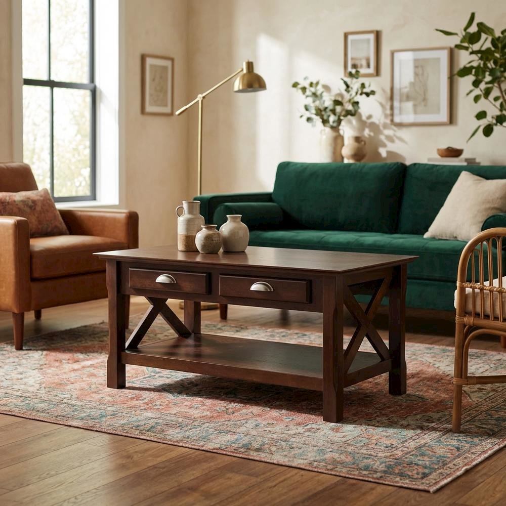 Coffee Table with 2 Storage Drawers for Living Room. Picture 2