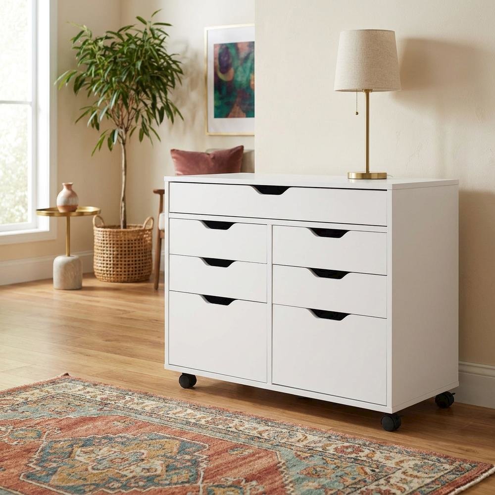 White Storage Cabinet, Composite Wood Pantry Organizer. Picture 2