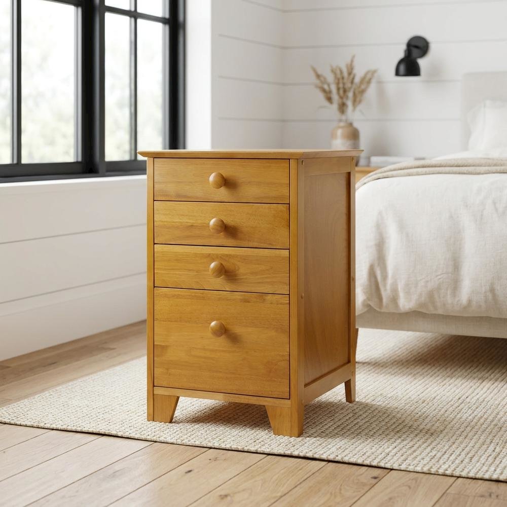Honey finish filing cabinet with transitional style and solid wood construction. Picture 3