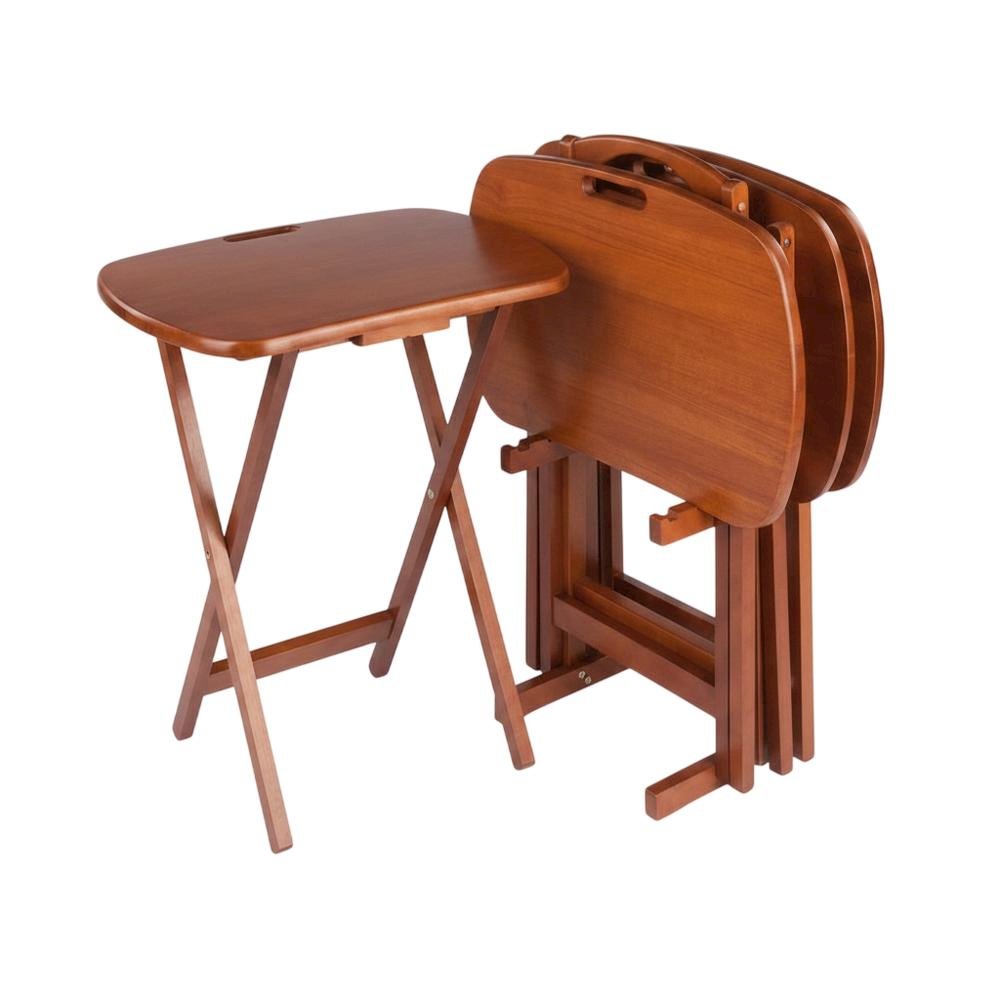 Teak Snack Table Set with Sleek Modern Design for Versatile Use. Picture 1