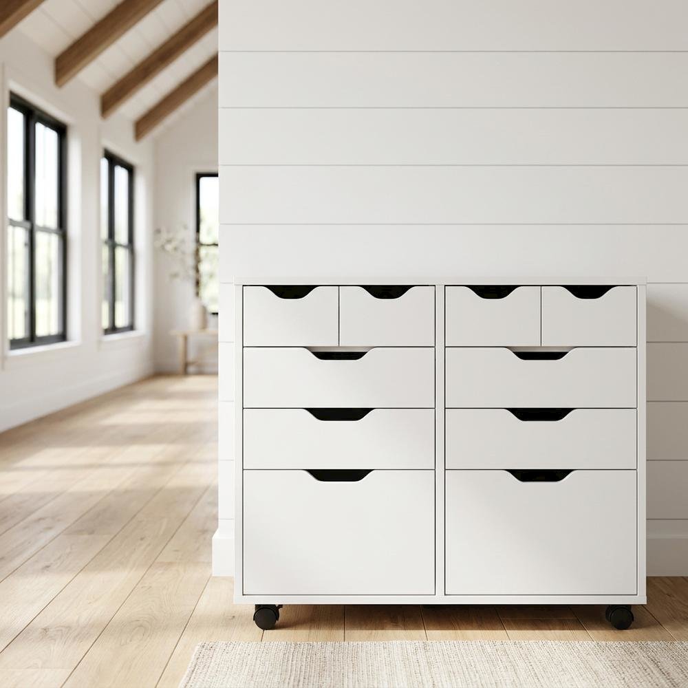 Composite Wood Storage Cabinet with Doors for Kitchen and Office, White. Picture 2