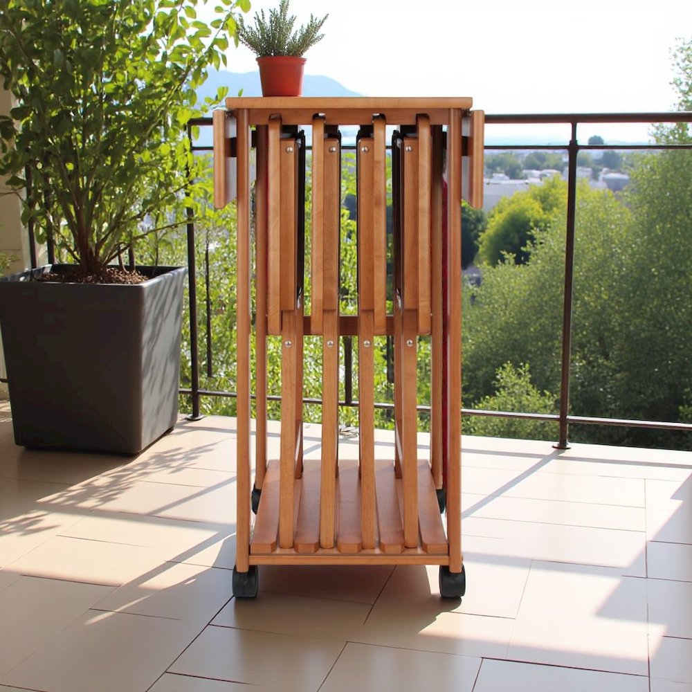 Teak Folding TV Tray Set – Small Sofa Tables for Living Room & Dining. Picture 2