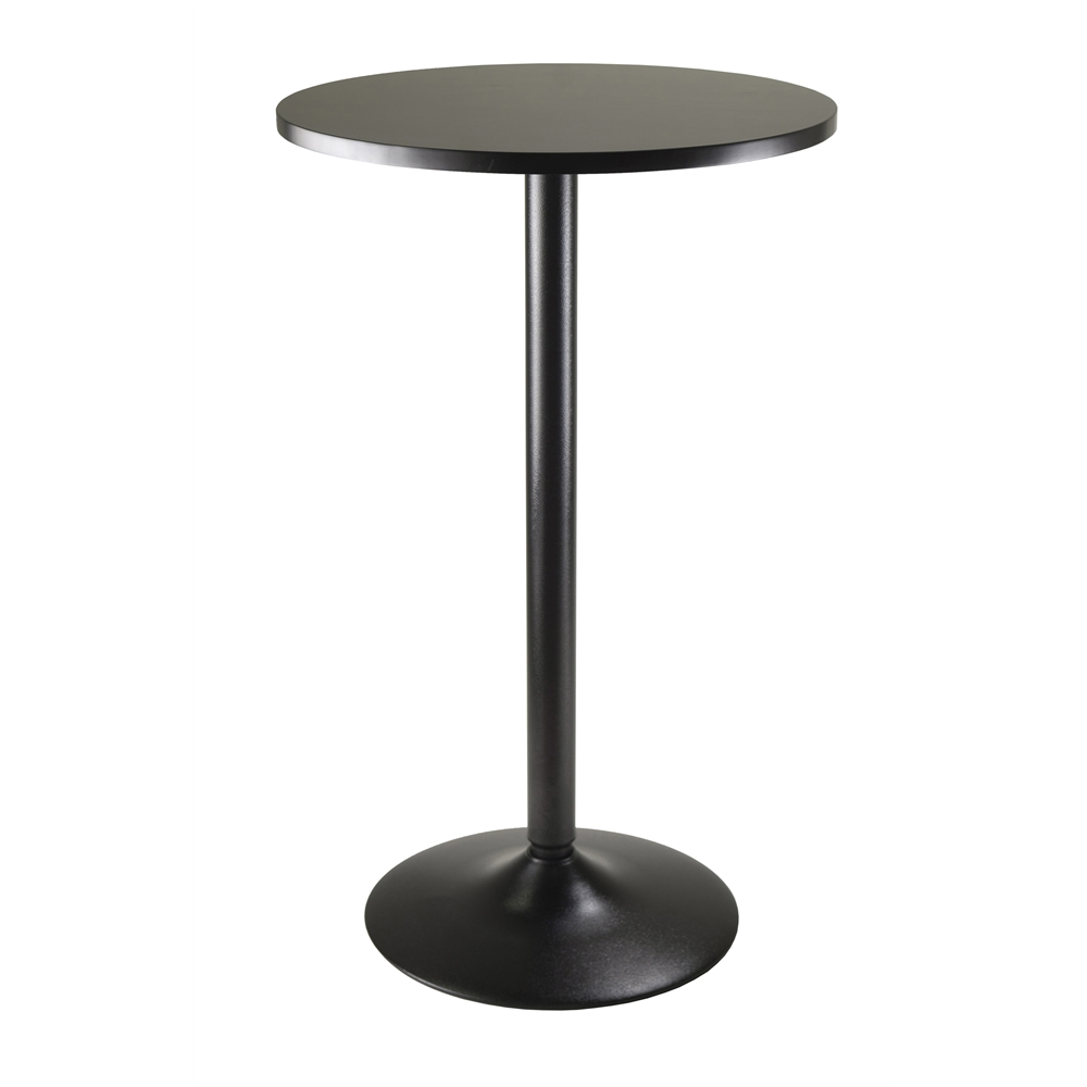 Pub Table Round Black MDF Top with Black leg and base. Picture 1