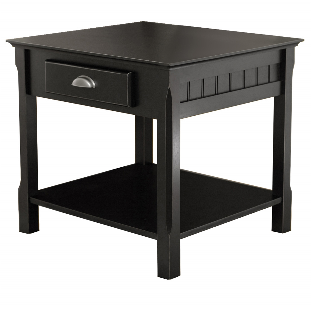 Timber End Table with one Drawer and Shelf. Picture 1