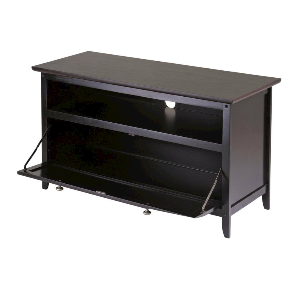 Dark Espresso TV Stand with Transitional Style and Solid Wood Finish. Picture 1