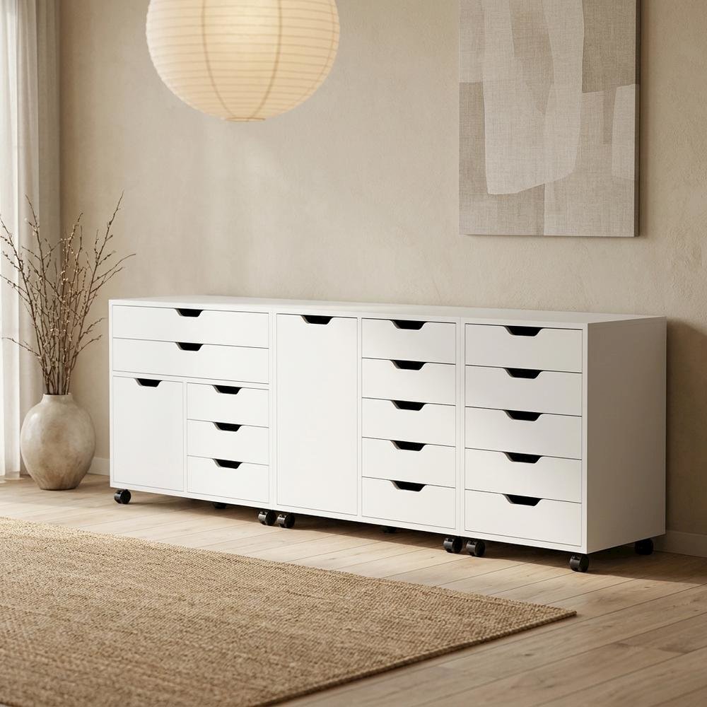 White 3-Piece Composite Wood Storage Cabinet Set Closet Office. Picture 3