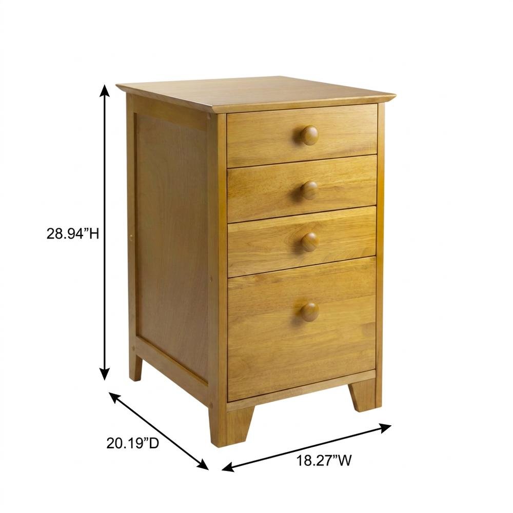 Honey finish filing cabinet with transitional style and solid wood construction. Picture 7