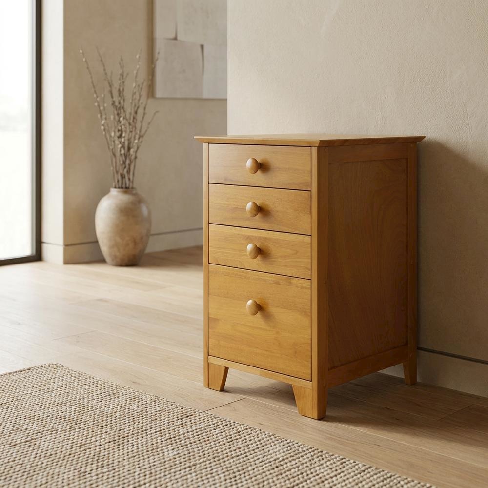 Honey finish filing cabinet with transitional style and solid wood construction. Picture 2